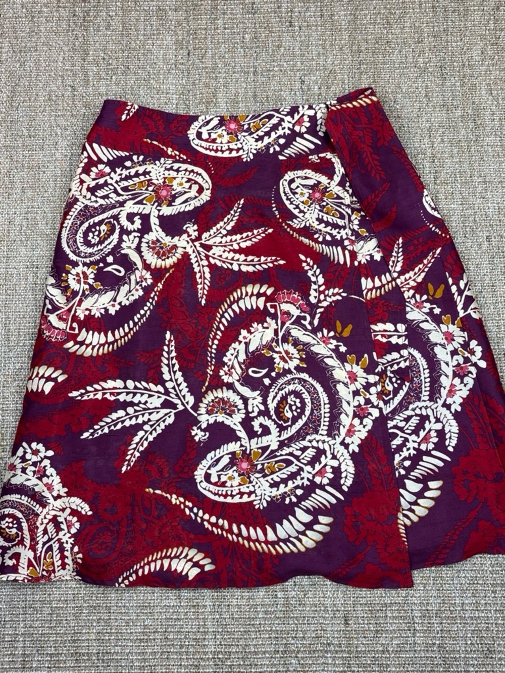 🍂 Talbots Silk Paisley Wrap Skirt | Size 4P | Burgundy Purple